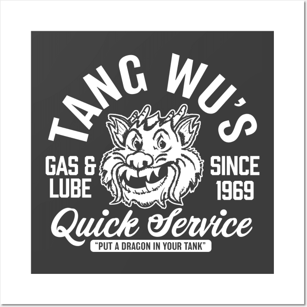 Tang Wu's Gas and Lube - Biker Style (1-Color - Reverse) Wall Art by jepegdesign